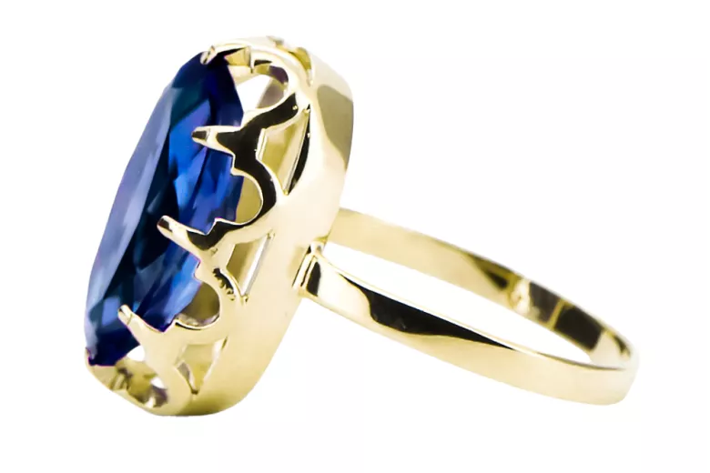 Винтидж бижута Пръстен Сапфир 14K жълто злато vrc253y